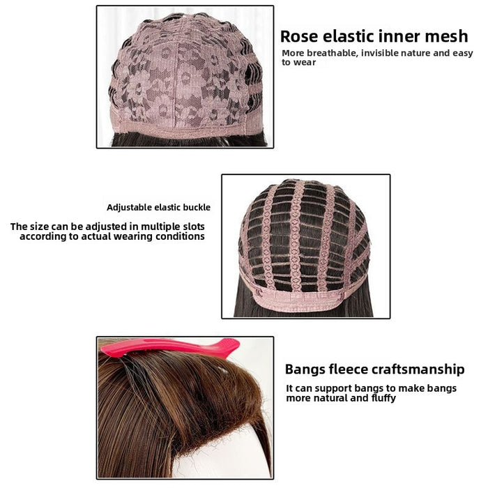 A full grapefruit pink wig for women with long curly hair