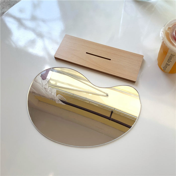 abstract acrylic mirror with wooden base