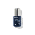 Blue skincare bottle with silver cap on a white background