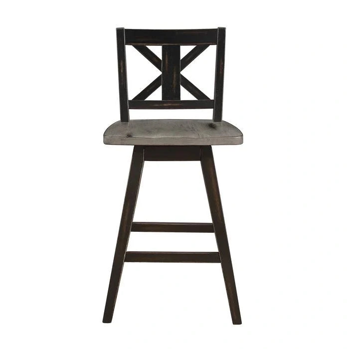 Amsonia Swivel Counter Height Chair in Gray and Black (Set of 2)