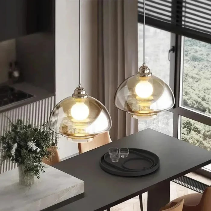 Apollo Aura Lamp Cognac glass pendant light retro layered chandelier modern kitchen island lamp