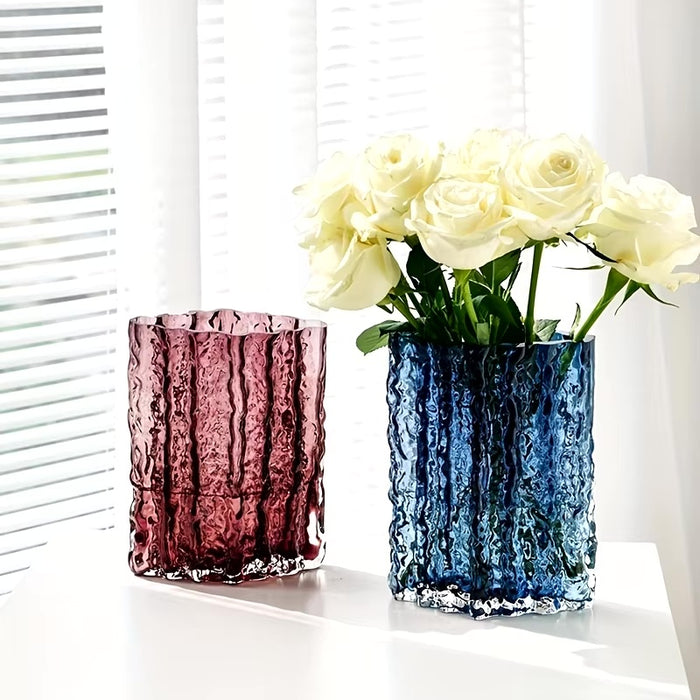 Arctic Ice Textured Glass Vase-Letifly Lights and Decor