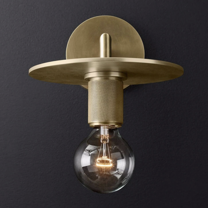 industrial art deco wall lamp brass glass