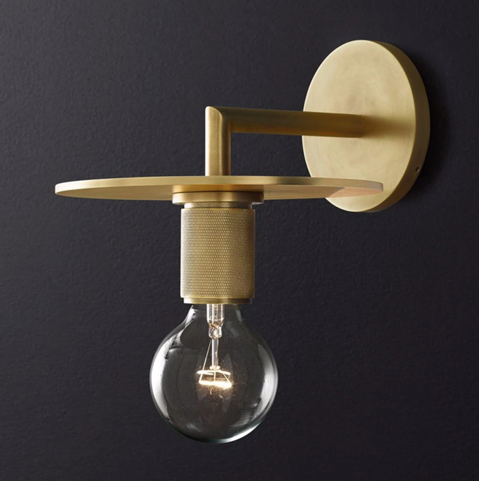 industrial art deco wall lamp brass glass