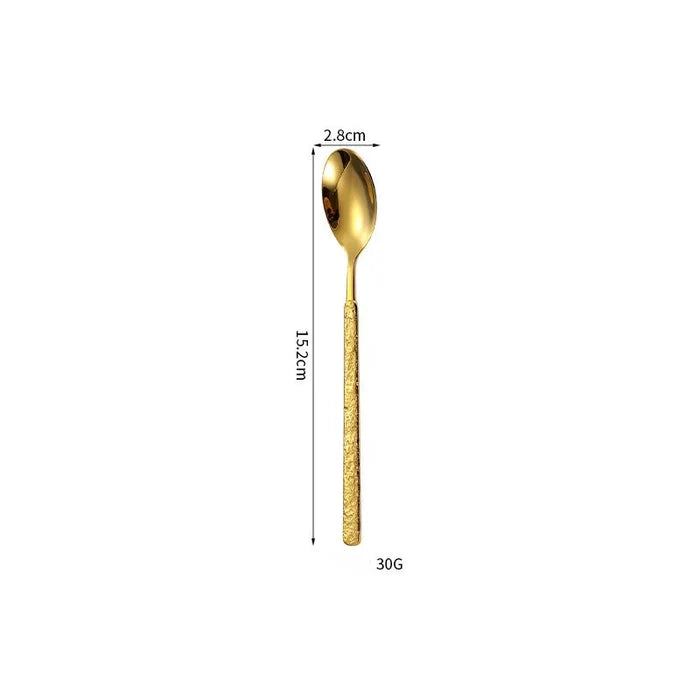 304 Rock Pattern Stainless Steel Western Tableware Golden Steak Knife, Fork, Spoon, Dessert Fork, Coffee Spoon, Hotel Restaurant Set-Letifly Lights and Decor