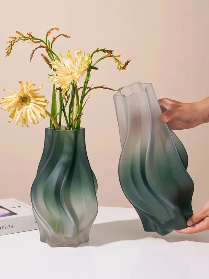 Luxury Nordic Minimalist Style Frosting Glass Vase Classic Home Living Room Decoration Stand For Flowers Decorative Vases Modern-Letifly Lights and Decor
