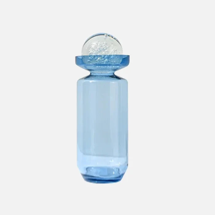 Glass vase sky-blue globe-top Nordic modern transparent hydroponics glass cylinder vase