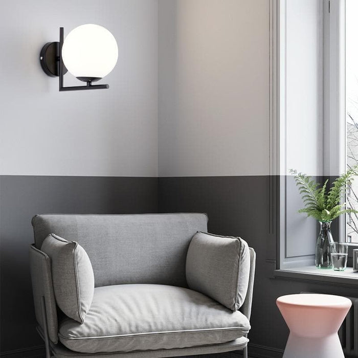 Black Metal Wall Sconce Globe Shape with stand