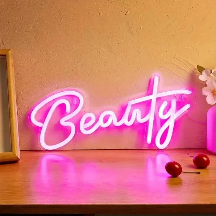 Beauty hot pink neon light for beauty salon powder room bedroom decor