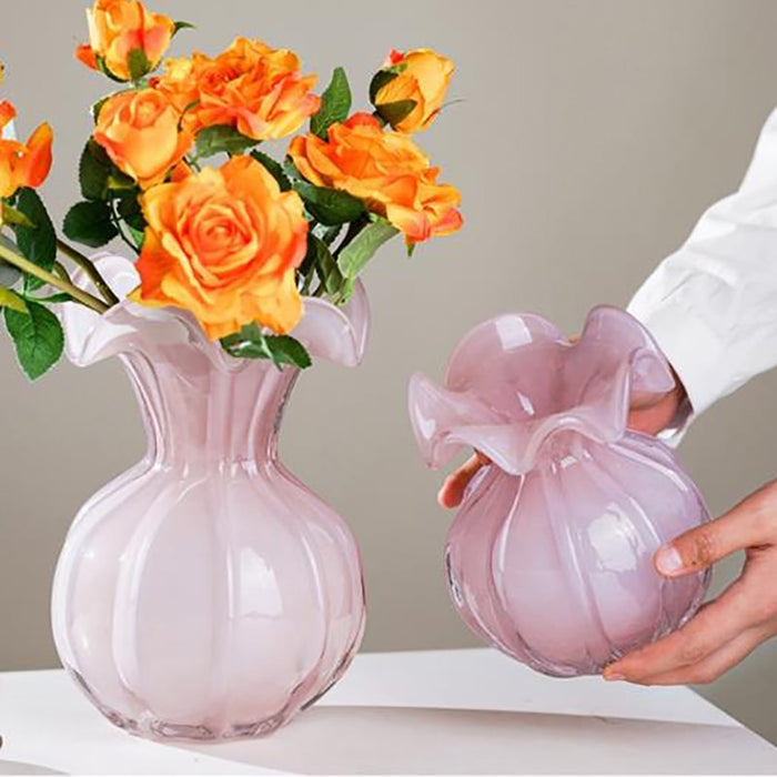 Blown Glass Ruffle Vase