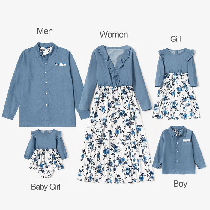 Blue Floral Matching Family Set