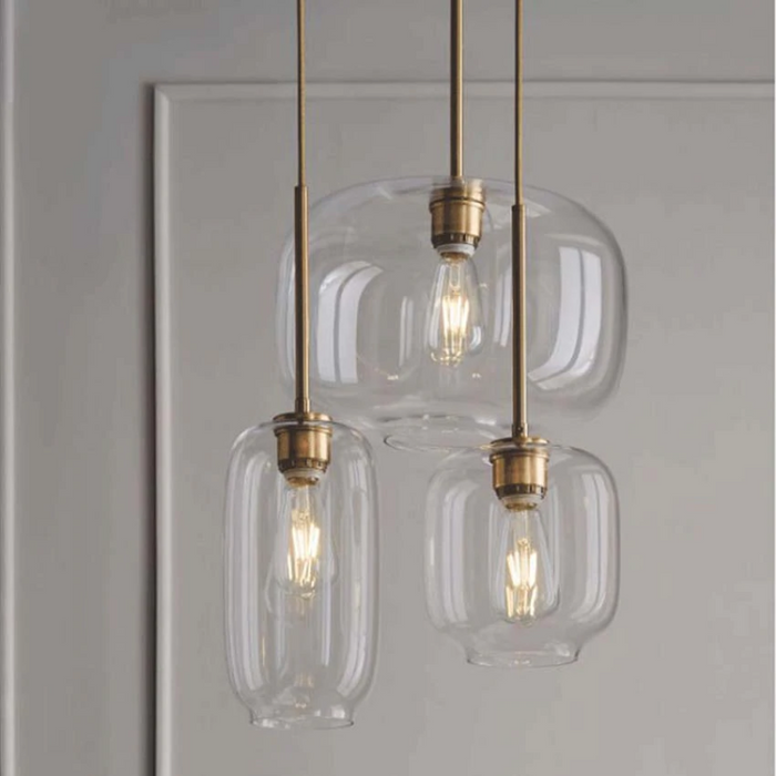 Sculpted Clear Glass Brass Luminaire  for Hallway and Dining Pendant Lamp