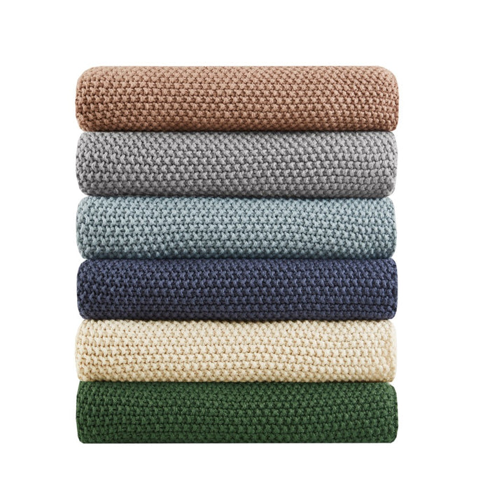 Bree Knit Throw and Pillow Set Textured Soft Blanket Cozy Living Room Accent