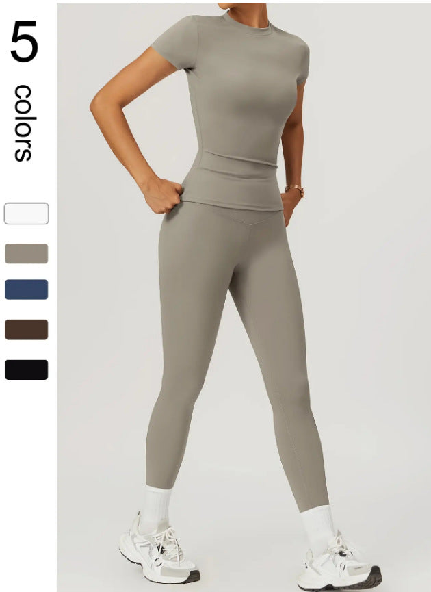 8455 short sleeves  trousers gray brown / XL