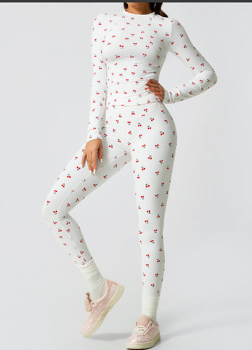 8455 long sleeve trousers cherry print / S