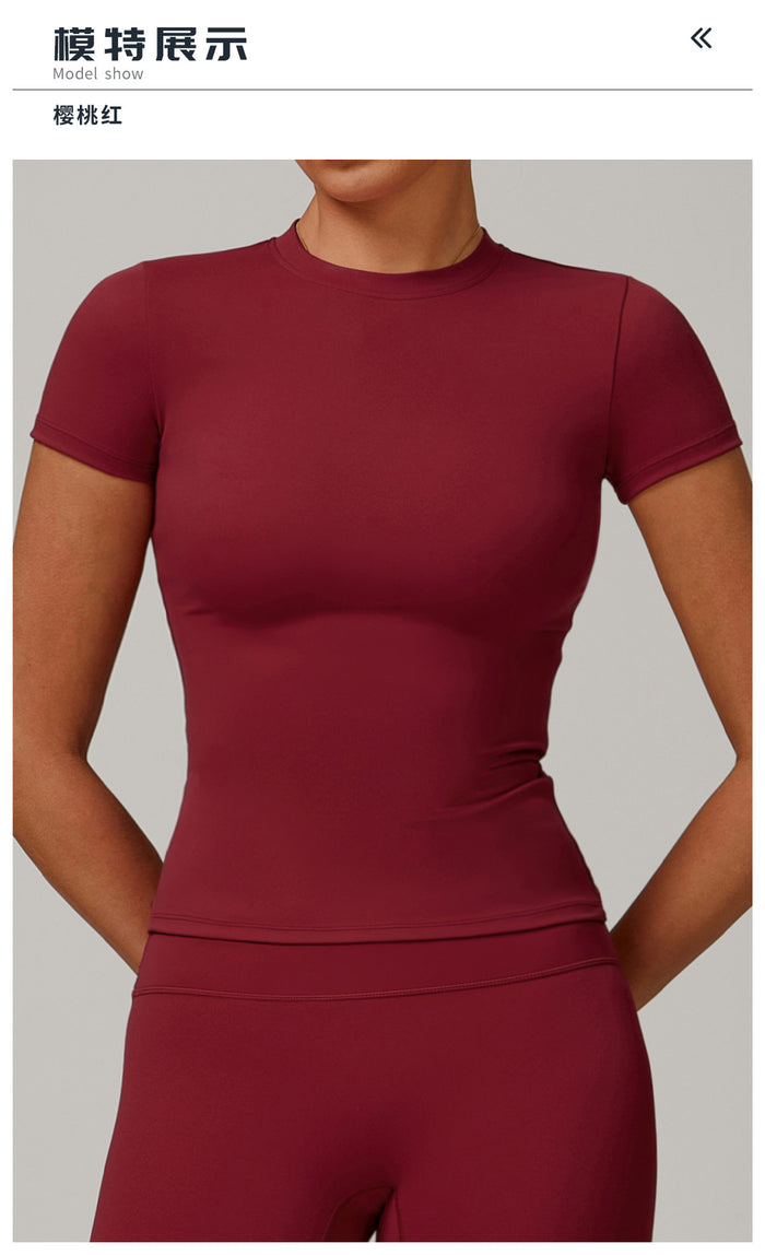 8455 short sleeves  trousers red / L