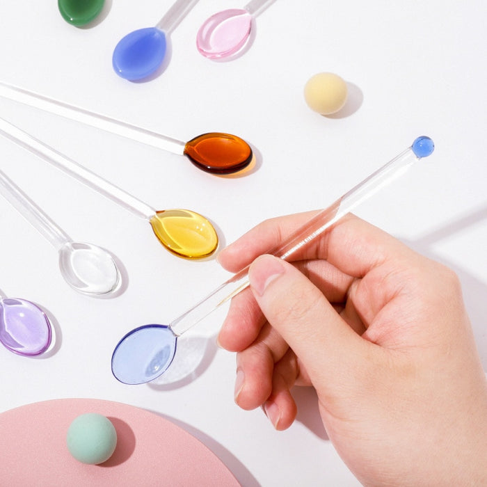 Multifunctional Heat-Resistant Glass Dessert Spoon Colored Candy Cane Spring Sweets Cocktails