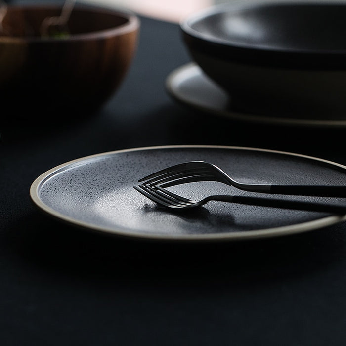 Ceramic Round Black Casted Iron Dinner Plate