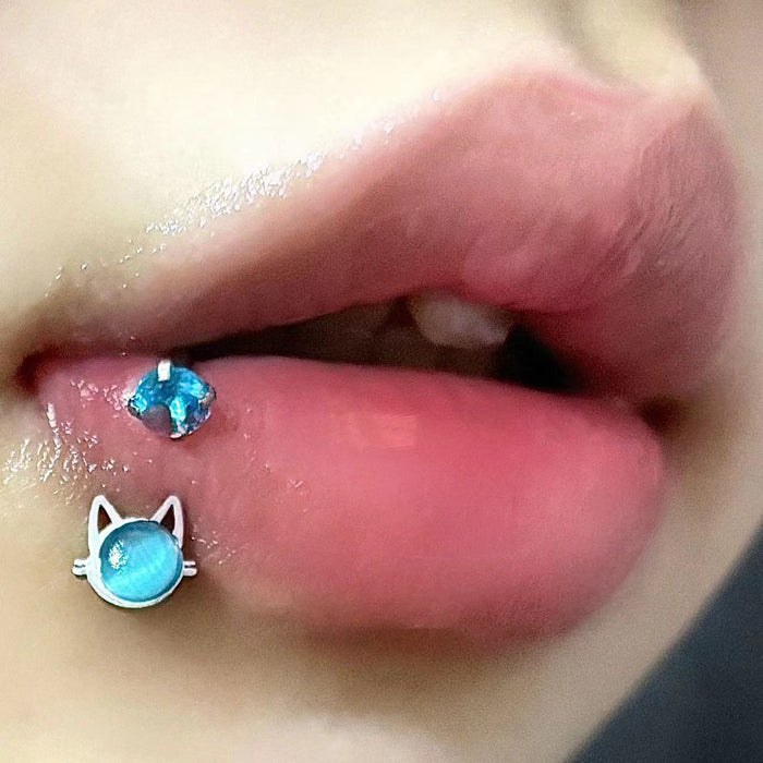 Blue Cat Lip Ring / 1.2x10mm