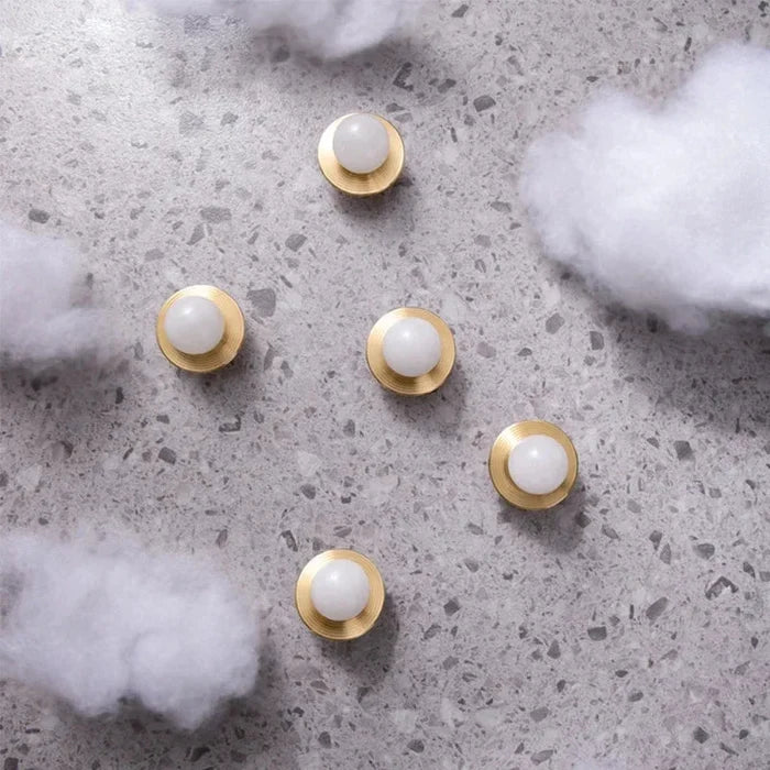 Luxury Natural Stone + brass Knobs Cabinet Knob Handle Dresser Knobs Drawer Pulls Elegant Green Furniture Hardware-Letifly Lights and Decor