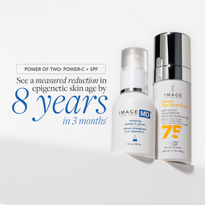 Two skincare bottles with text on a white background