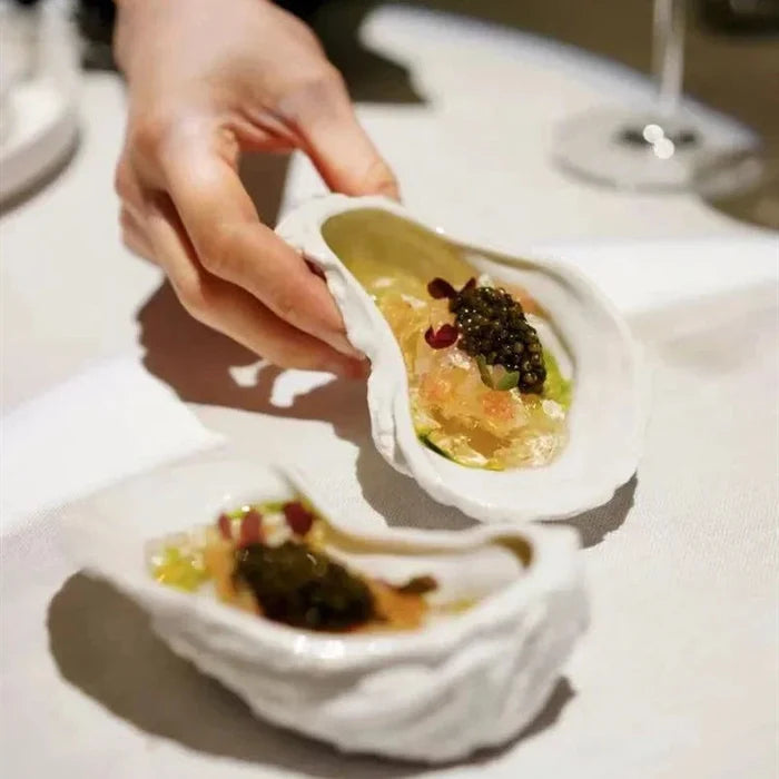 Irregular Ceramic Plate Oyster-Shaped Dessert and Appetizer Plate