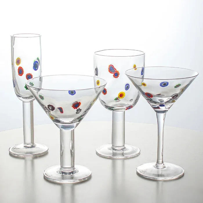 1 Piece Polka Kaleidoscope Handmade Decals Glass Cocktail Glass Goblet Champagne Glass Martini Glass Wine Glass-Letifly Lights and Decor