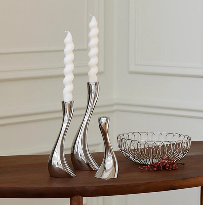 Chrome Wave Candle Holders-Letifly Lights and Decor