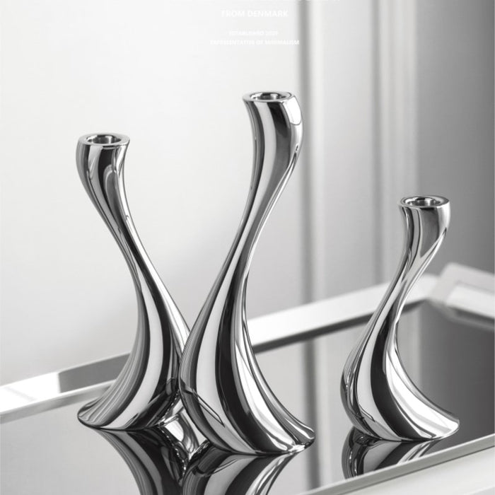 Chrome Wave Candle Holders-Letifly Lights and Decor