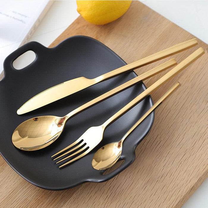 stainless steel matte mirror glaze finish gold cutlery set