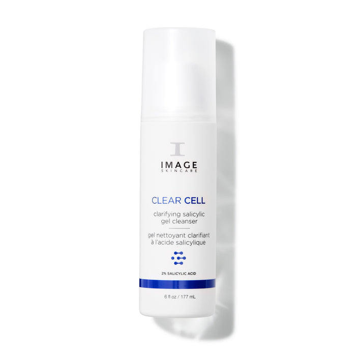 Skincare bottle labeled 'Clear Cell' by Image Skincare on a white background