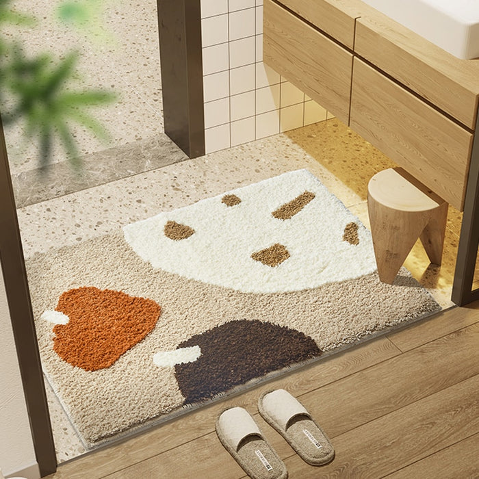 Rectangle Abstract Thick Latte Carpet
