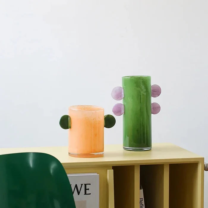 Glass vase colorful gradient colorblock modern playful decorative centerpiece flower vase