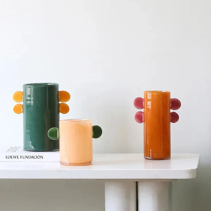 Glass vase colorful gradient colorblock modern playful decorative centerpiece flower vase
