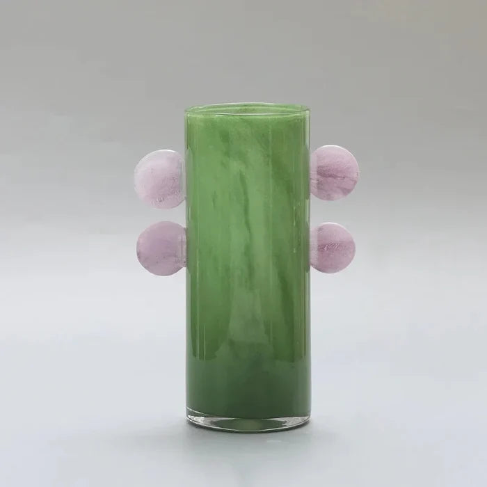 Glass vase colorful gradient colorblock modern playful decorative centerpiece flower vase