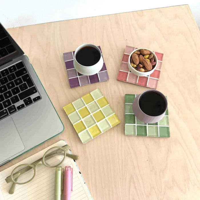 Color Tile Coaster Set-Letifly Lights and Decor
