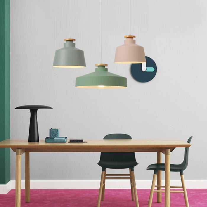 round dome cone colorful metal wood pendant lights