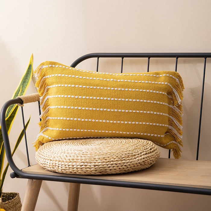 Contrast Stitch Cotton Pillow Cover-Letifly Lights and Decor