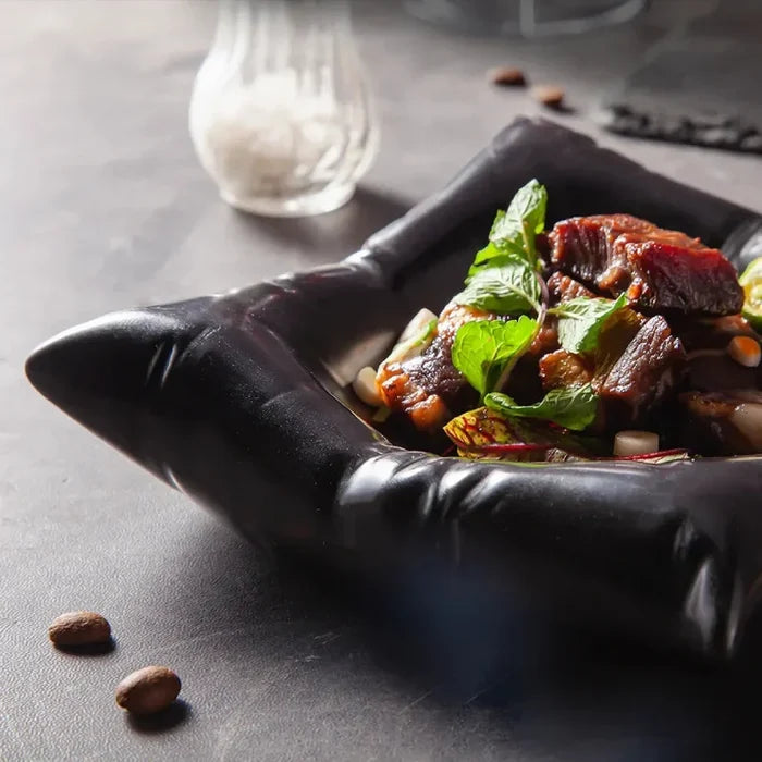 Creative pillow ceramic cold dish, high-end hotel artistic tableware, Cushion Contour Bowl for modern sculptural plating
