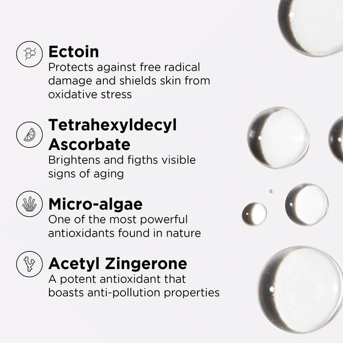 ingredient specific callouts on gray background with ingredient droplets