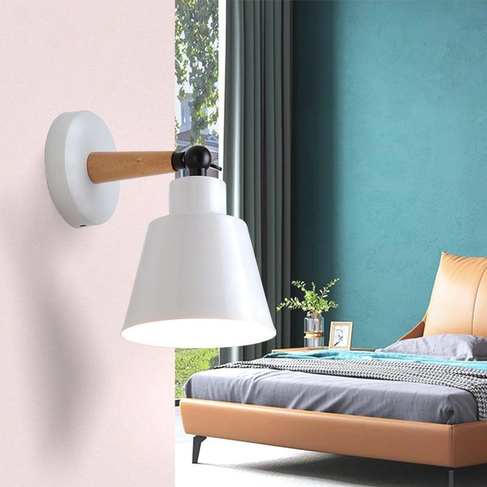 Rotating Wall Sconce in Wood and Metal white