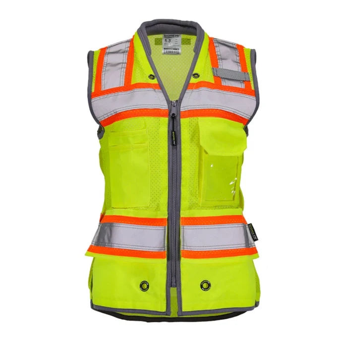 DOME75®  ANSI Class 2 Hi-Vis Contrast Women's Heavy Duty Surveyors Vest with ProPocket™ - OV6123W