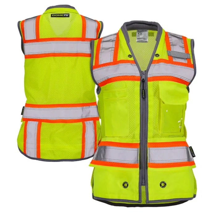 DOME75®  ANSI Class 2 Hi-Vis Contrast Women's Heavy Duty Surveyors Vest with ProPocket™ - OV6123W
