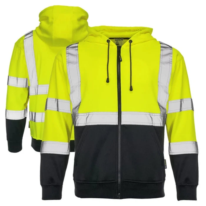 DOME75®  DYNAMIC Series Hi-Vis ANSI Class 3 Viz-Tuff Fleece Full-Zip Hoodie - DHZ1632