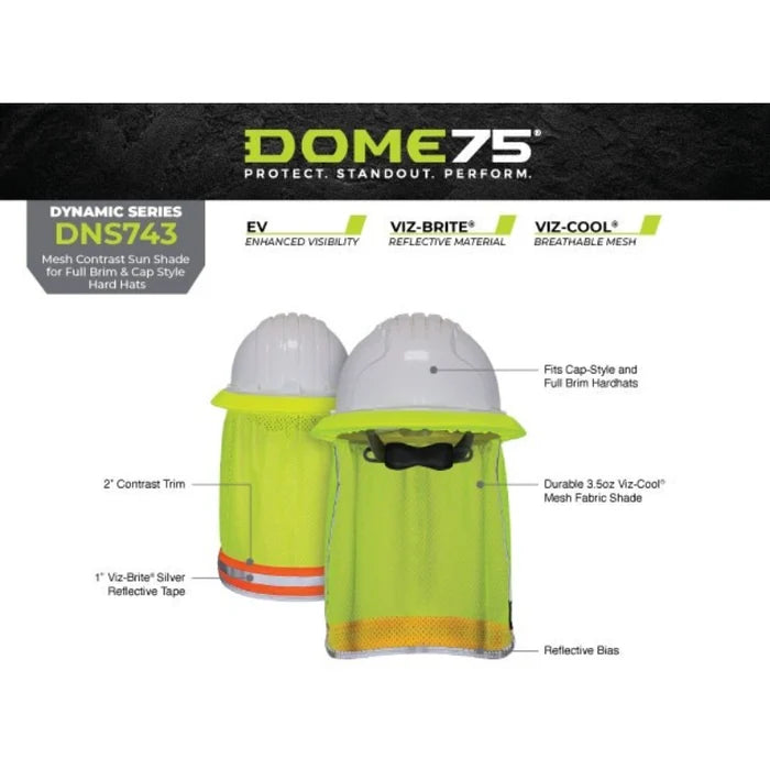 DOME75® DYNAMIC Series Mesh Contrast Hard Hat Sun Shade - DNS743