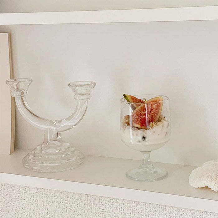 double pillar half arch glass candleholder
