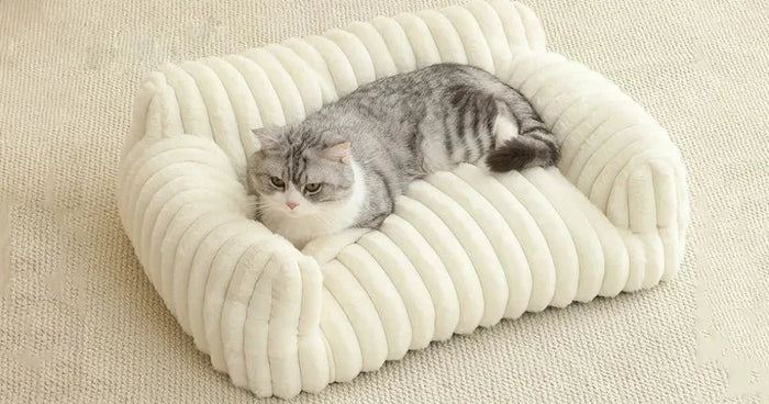 etifly Lights & Decor - Dream Lounge Pet Bed - Plush Ribbed Pet Sofa Breathable Bed for Cats and Small Dogs