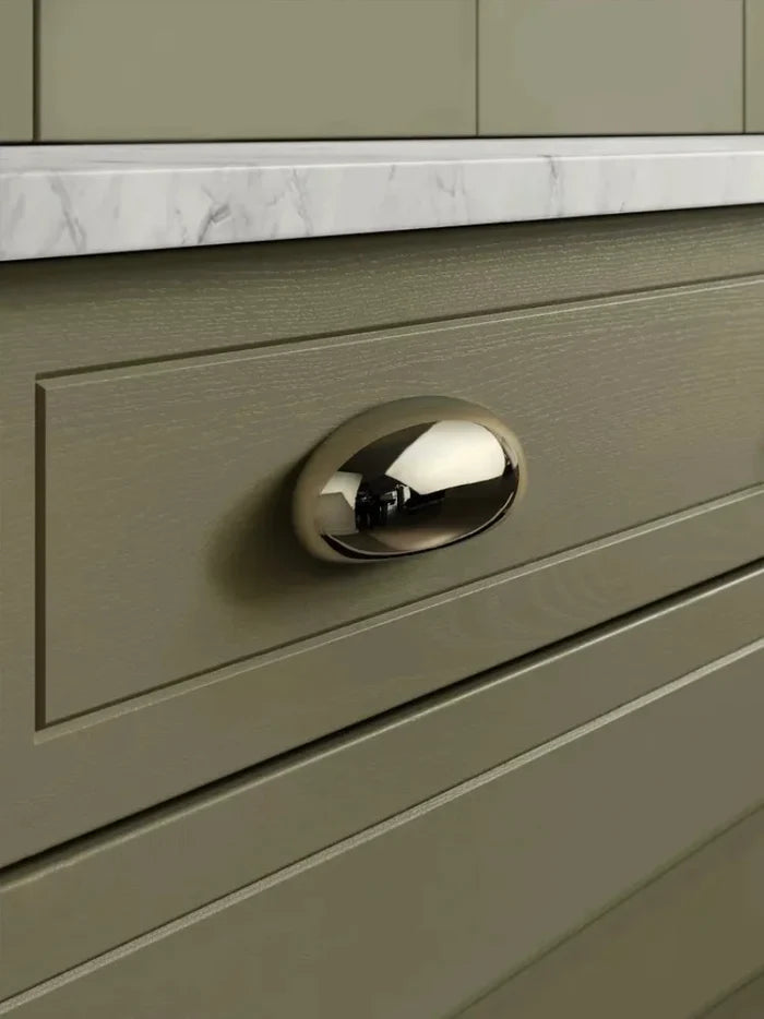 Mirror Gloss Nickel Silver Shell Shape Drawer Pulls 64mm Hole Spacing Modern Luxury Oval Cabinet Handles for Closet Dresser-Letifly Lights and Decor