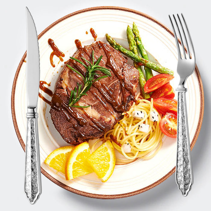 High-End European-Style 304 Forged Hotel Stainless Steel Cutlery Knife, Fork, Spoon, Western Cutlery Steak Knife, Fork, Coffee Spoon, Fork-Letifly Lights and Decor