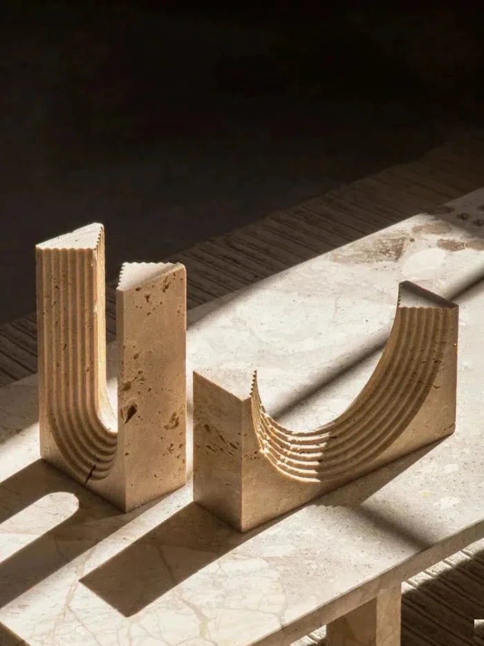 minimalist travertine marble stone sculptures for home decor